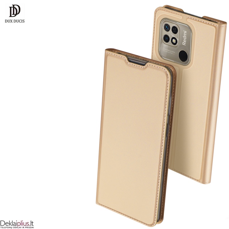 Dux Ducis dirbtinės odos atverčiamas dėklas - auksinės spalvos (Xiaomi Redmi 10C) Dux Ducis dirbtinės odos atverčiamas dėklas - auksinės spalvos (Xiaomi Redmi 10C)